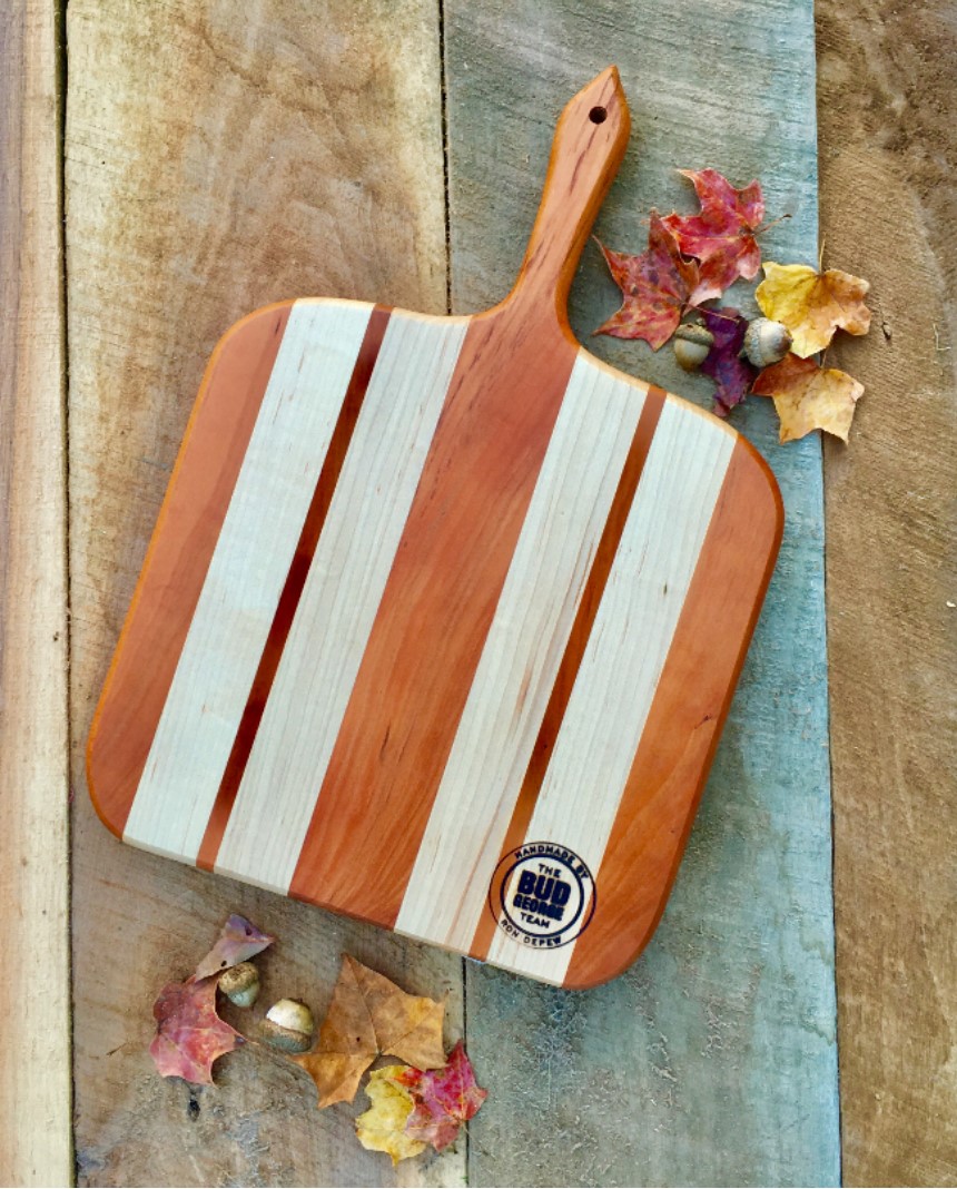 Maple Wood Cutting Board with Cherry Inlay Maple Offset Cutting Board